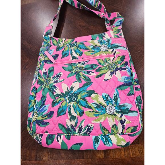 Vera Bradley Mailbag Tropical Paradise Body Cross Bag Floral Pink Green - Picture 3 of 5
